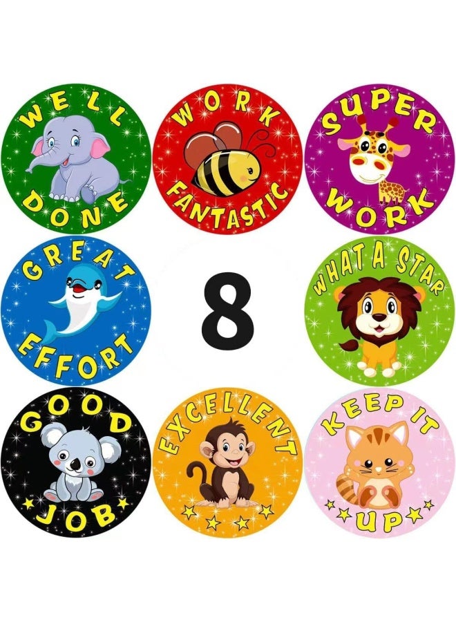 Premify Animal Reward Stickers, 2000 Pieces 1Inch Stickers For Kids With Positive Words, Teachers/Teaching School Supplies For Encouragement, Potty Training/Rewards/Behavior/Motivational Stickers - Image 2