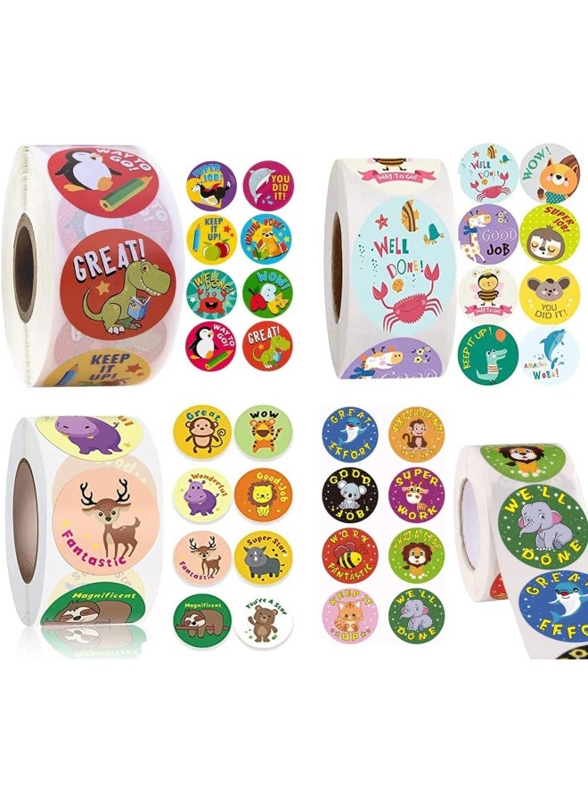Premify Animal Reward Stickers, 2000 Pieces 1Inch Stickers For Kids With Positive Words, Teachers/Teaching School Supplies For Encouragement, Potty Training/Rewards/Behavior/Motivational Stickers - Image 1