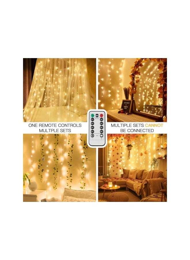 The Bros Curtain Lights for Bedroom, 200 Led Hanging String Lights Outdoor, Fairy Curtain Lights Indoor for Christmas, Dorm, Wall, Backdrop, Window, Wedding, Party, Brithday Decor, Warm White  - Image 3