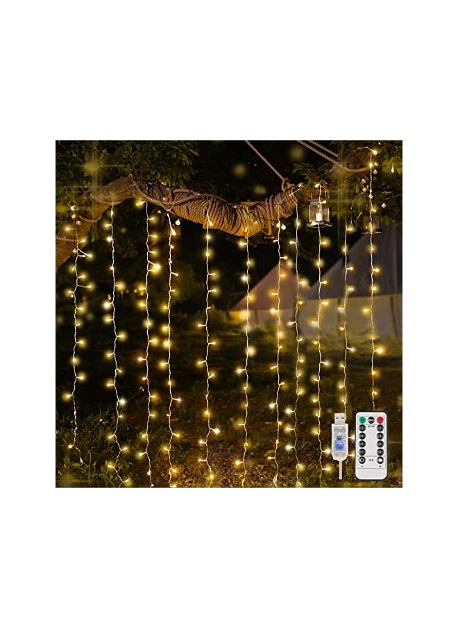 The Bros Curtain Lights for Bedroom, 200 Led Hanging String Lights Outdoor, Fairy Curtain Lights Indoor for Christmas, Dorm, Wall, Backdrop, Window, Wedding, Party, Brithday Decor, Warm White  - Image 2