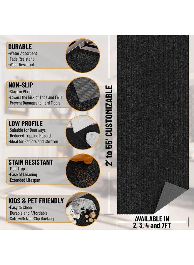 Ottomanson 2'7" x 6' Commercial-Grade Hallway Runner with Scraper Pile - Extra Durable Non-Slip Rug Mat for Indoor & Outdoor Use - Ideal for Kitchen, Entryway & Garage - High-Traffic Carpet, Black - Image 3