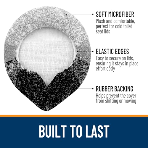 OLANLY Soft Microfiber Bathroom Toilet Lid Cover, Machine Washable Covers, 17.5x15, Stays in Place Rubber Backing, Fits Most Round, Elongated and Oblong Lids, Accessories Decor, Black - Image 3