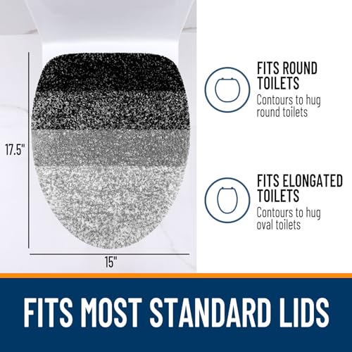 OLANLY Soft Microfiber Bathroom Toilet Lid Cover, Machine Washable Covers, 17.5x15, Stays in Place Rubber Backing, Fits Most Round, Elongated and Oblong Lids, Accessories Decor, Black - Image 5