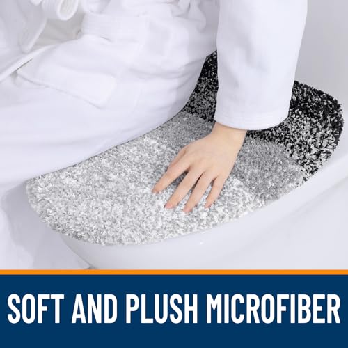 OLANLY Soft Microfiber Bathroom Toilet Lid Cover, Machine Washable Covers, 17.5x15, Stays in Place Rubber Backing, Fits Most Round, Elongated and Oblong Lids, Accessories Decor, Black - Image 2