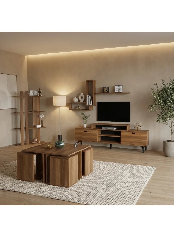 Stylish Home Turkish design table set, brown color - SH10 - Image 1