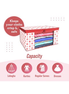 Kuber Industries Kuber Industries Pack of 3 Polka Dot Saree Cover | Clothes Organizer For Wardrobe | Storage Organizer For Saree- Suit-Shirt-Lehanga | Saree Cover With Zip | Red & White  - Image 5