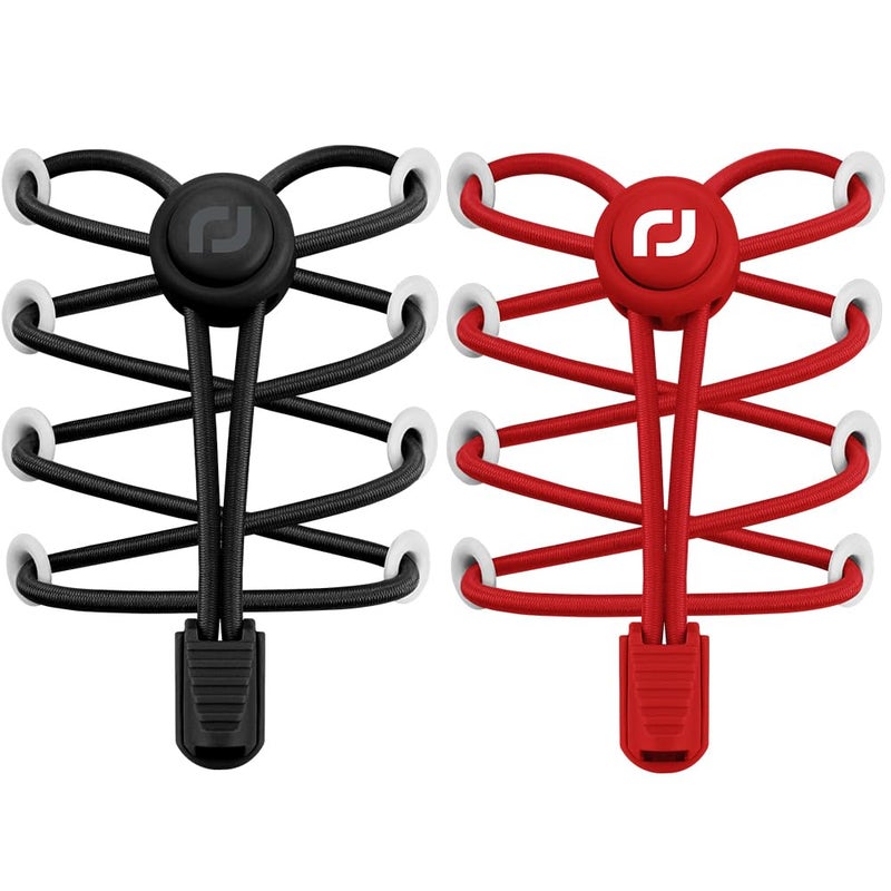 RJ-Sport رباط أحذية RJ-Sport بدون ربط - عبوة 2 حزمة - أربطة أحذية للأطفال والبالغين (أسود وأحمر) - Image 1