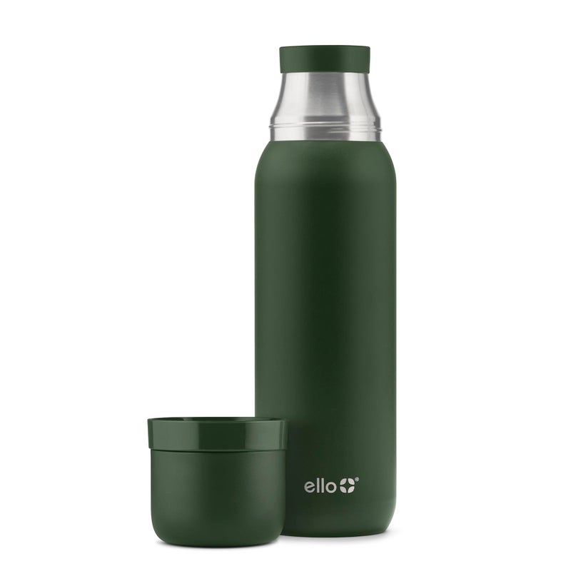 Ello Therma 32oz Insulated Stainless Steel Thermos for Hot Cold Beverages with Leak Proof Lid Builtin Cup Triple Wall Insulation Hot 24 Hrs Perfect for CoffeeTea Dishwasher Safe Green - Image 2