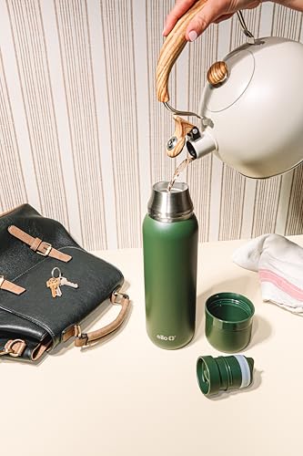 Ello Therma 32oz Insulated Stainless Steel Thermos for Hot Cold Beverages with Leak Proof Lid Builtin Cup Triple Wall Insulation Hot 24 Hrs Perfect for CoffeeTea Dishwasher Safe Green - Image 3