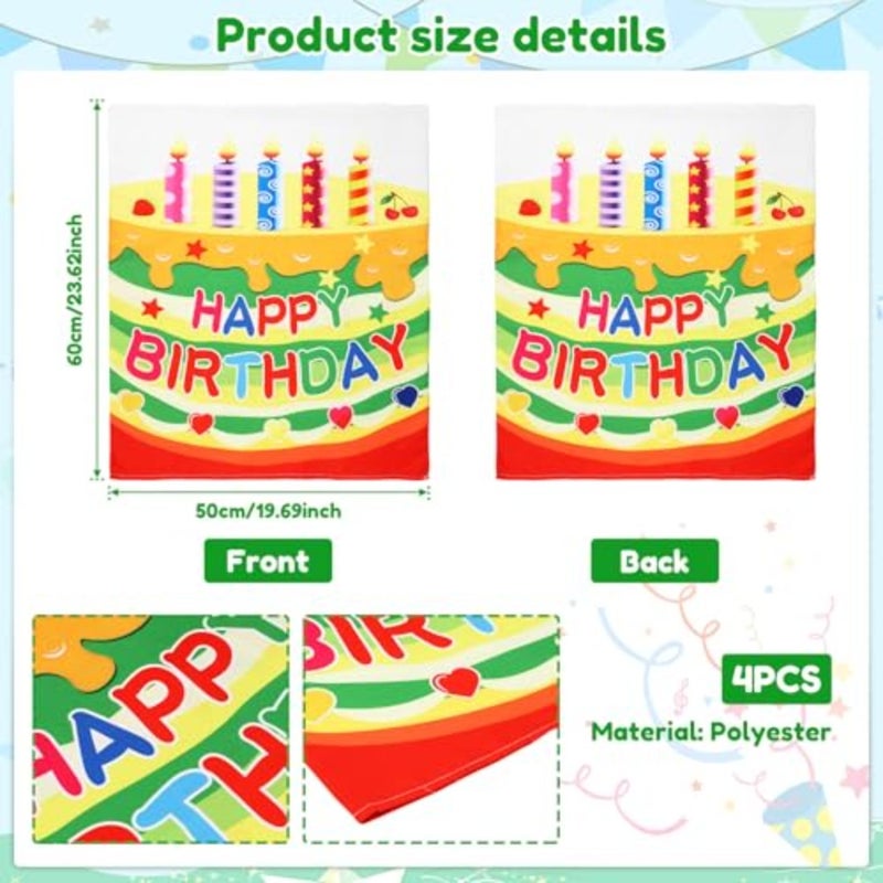 Happy Birthday Chair Cover Washable Polyester Birthday Chair Back Cover Party Decoration for Classroom School Office Party Pack of 4 - Image 4