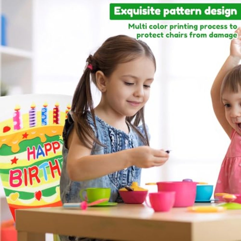 Happy Birthday Chair Cover Washable Polyester Birthday Chair Back Cover Party Decoration for Classroom School Office Party Pack of 4 - Image 5