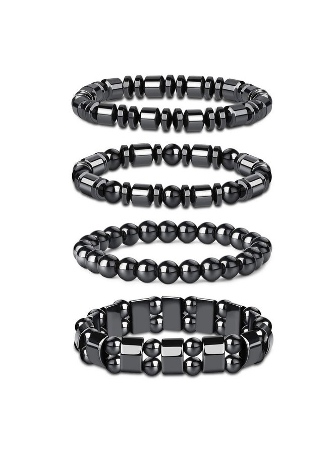 Thunaraz 4Pcs Hematite Bracelet For Men Women Bangle Bracelet Magnetic Tiger Eye Bracelets  - Image 1
