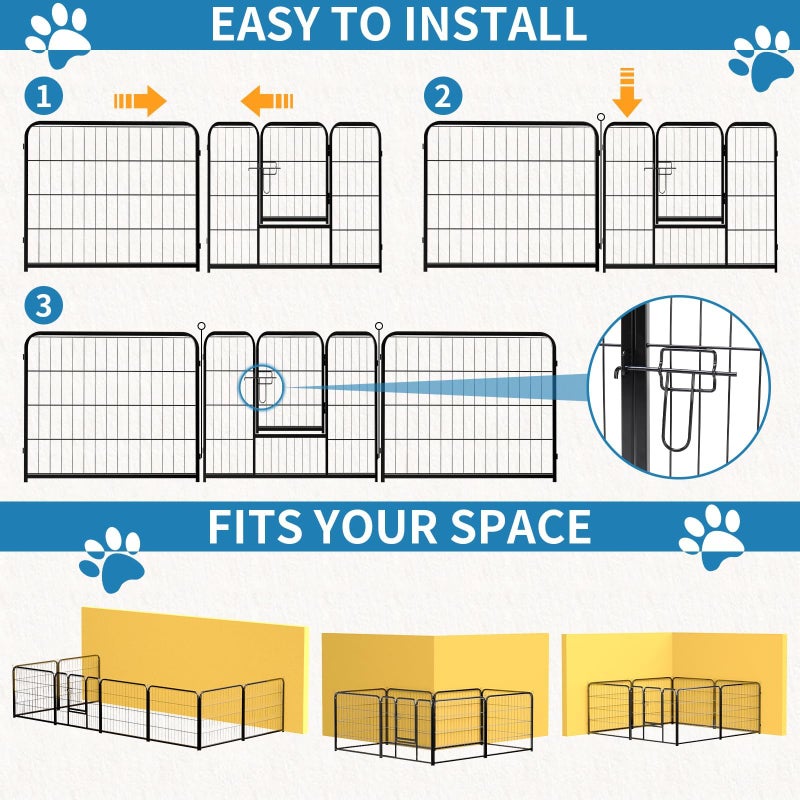 NEWBULIG Dog Playpen 8 Panels 24" Height Foldable Heavy Duty Metal Dog Exercise Playpen Puppy Fence for Indoor Outdoor Yard - Image 2