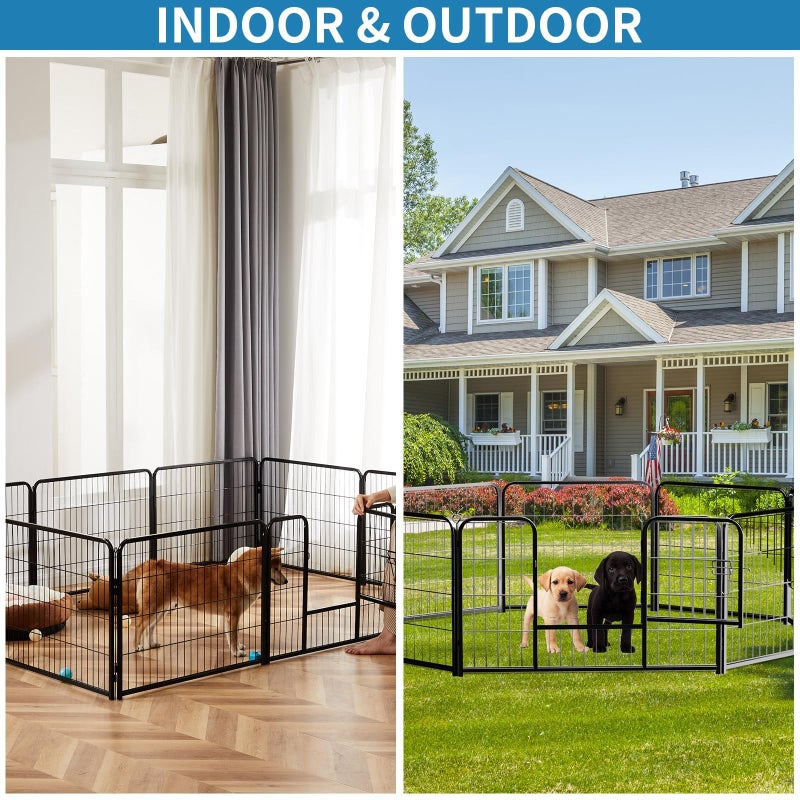 NEWBULIG Dog Playpen 8 Panels 24" Height Foldable Heavy Duty Metal Dog Exercise Playpen Puppy Fence for Indoor Outdoor Yard - Image 5