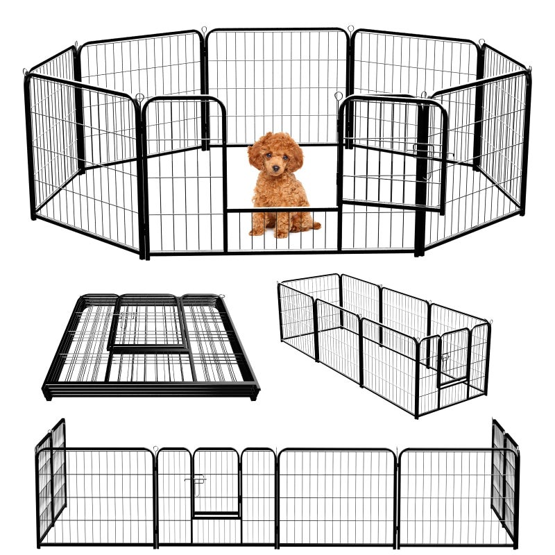 NEWBULIG Dog Playpen 8 Panels 24" Height Foldable Heavy Duty Metal Dog Exercise Playpen Puppy Fence for Indoor Outdoor Yard - Image 1