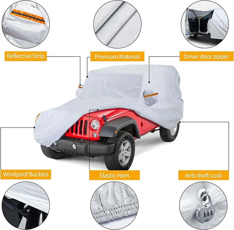 BERKSYDE Waterproof Car Cover for Jeep Wrangler - Image 4