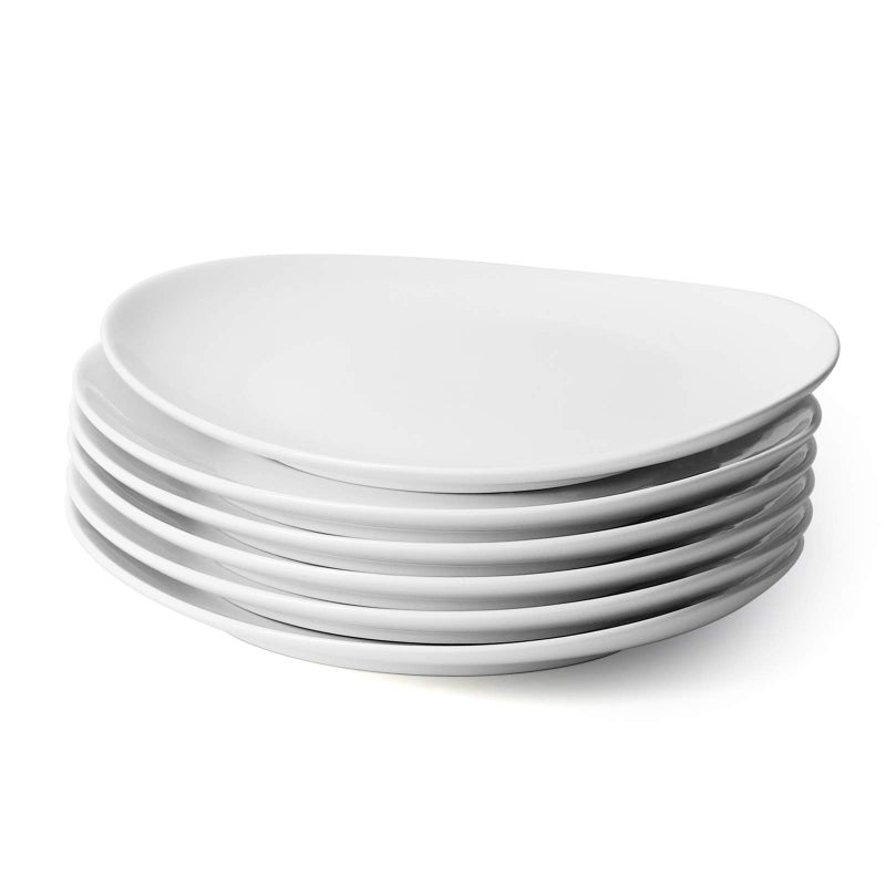 Sweese Porcelain 11 Inch Dinner Plates Set of 6 White Dinner Plates Dishwasher Microwave Oven Safe Scratch Resistant