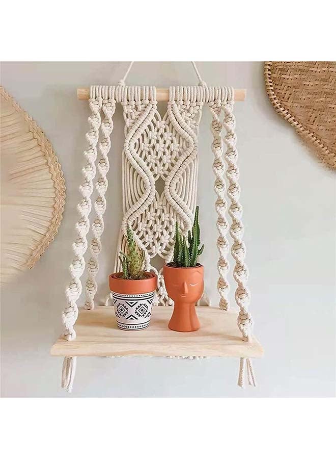 Antikiano Macrame Indoor Wall Hanging Shelf Hand Woven Bohemian Décor 48x33 - Image 1