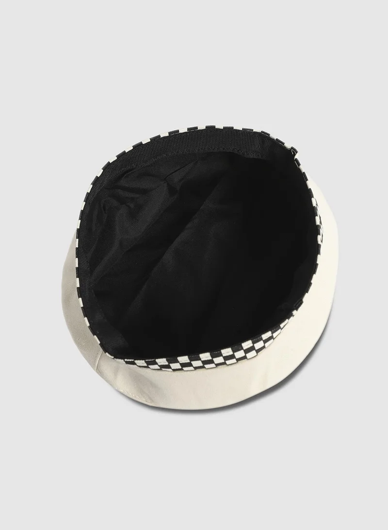 Haute Sauce Checkered Lined Beret Hat - White