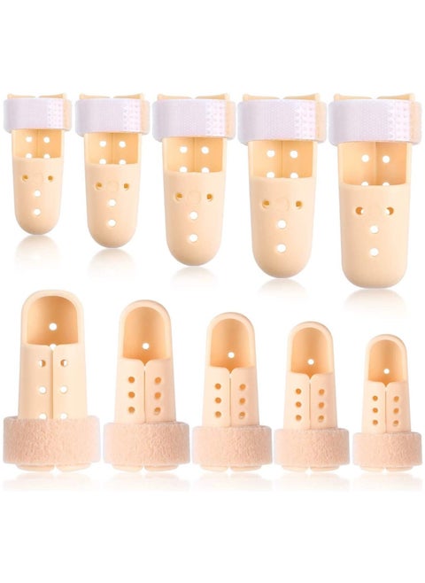 Finger Splint Mallet 10 Pieces Support Brace Plastic Protector for Adjustable Immobilizer Basketball Joint Protection 5 Sizes