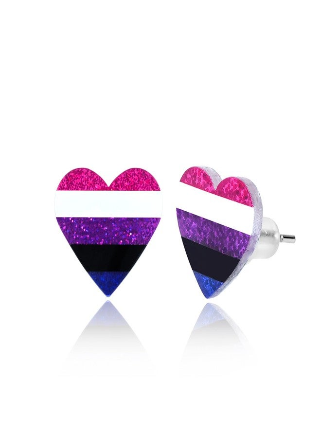 Mintolex LGBTQ+ Rainbow Heart Pride Earrings for Women Men Acrylic LGBT Progress Flag Heart Earrings Tiny Rainbow Jewelry Accessories, Genderfluid - Image 1
