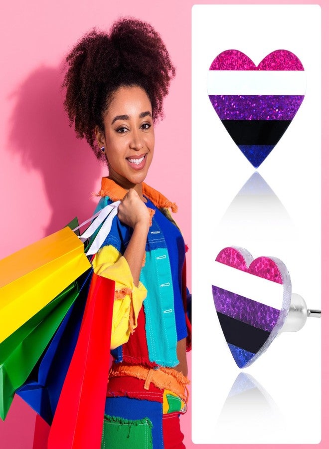 Mintolex LGBTQ+ Rainbow Heart Pride Earrings for Women Men Acrylic LGBT Progress Flag Heart Earrings Tiny Rainbow Jewelry Accessories, Genderfluid - Image 4