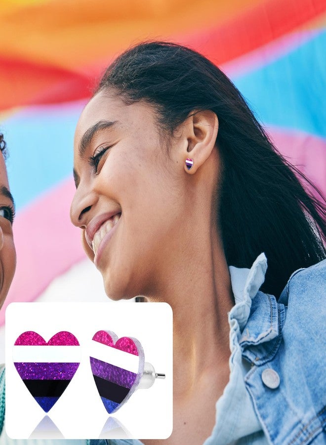 Mintolex LGBTQ+ Rainbow Heart Pride Earrings for Women Men Acrylic LGBT Progress Flag Heart Earrings Tiny Rainbow Jewelry Accessories, Genderfluid - Image 3