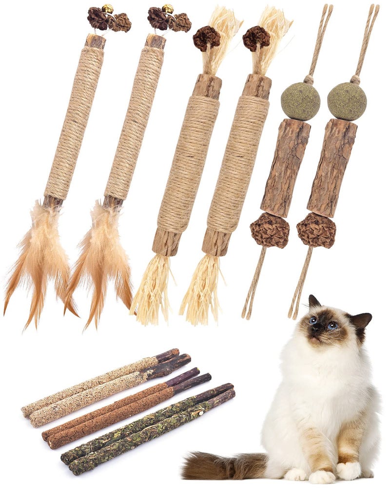 TINDTOP Catnip Chew Toys for Cats 12 Pack Natural Silvervine Sticks for Kittens Teeth Cleaning Matatabi Dental Care Increase Appetite Calm Cat Anxiety and Stress Aggressive Chewers Cat Dental Toy - Image 2