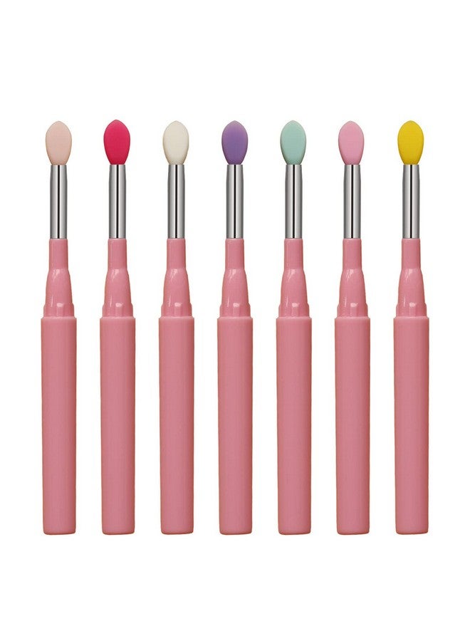 LORMAY 7Pcs Silicone Makeup Brushes With Caps. Perfect Tools For Applying Cream Or Liquid Lip Mask And Eyeshadow (Pink) - Image 1