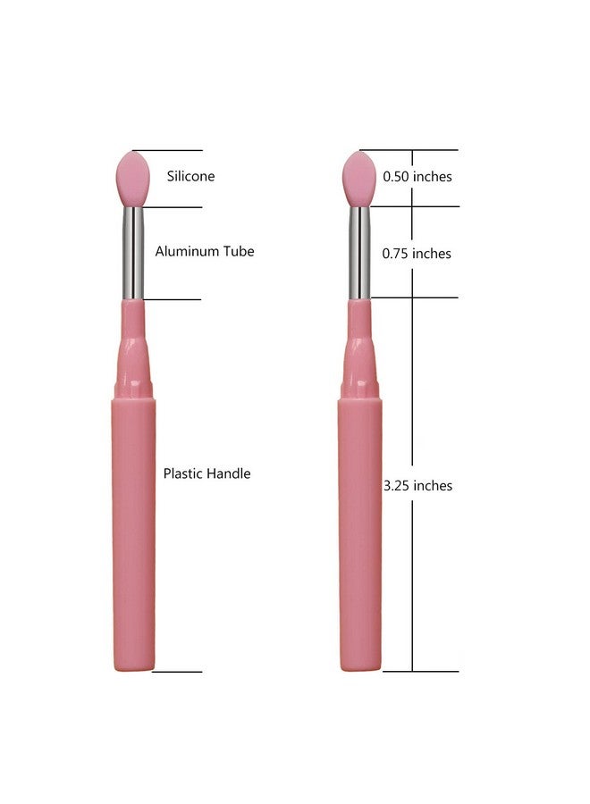 LORMAY 7Pcs Silicone Makeup Brushes With Caps. Perfect Tools For Applying Cream Or Liquid Lip Mask And Eyeshadow (Pink) - Image 2