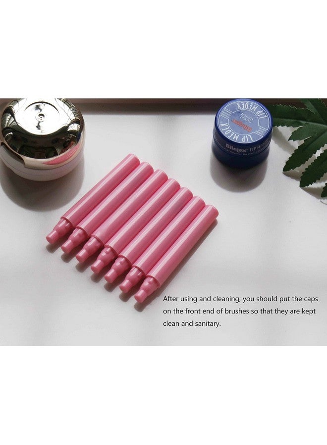 LORMAY 7Pcs Silicone Makeup Brushes With Caps. Perfect Tools For Applying Cream Or Liquid Lip Mask And Eyeshadow (Pink) - Image 5