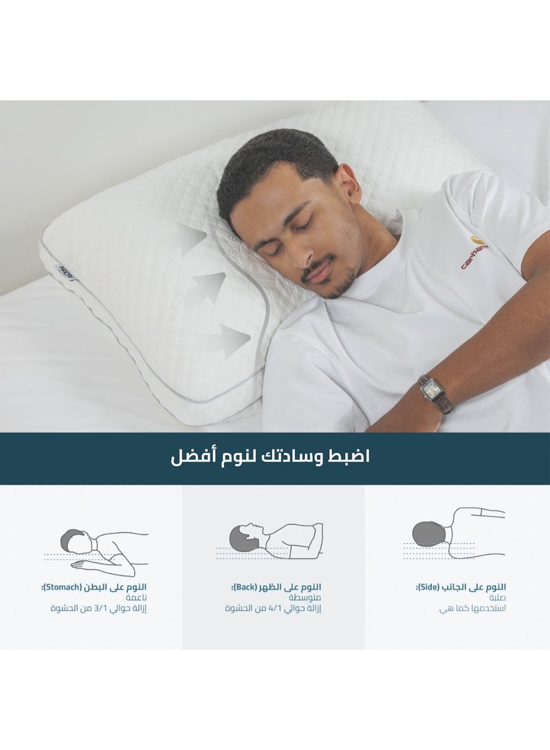 NADAV Safaa Hotel Pillow with Flexible Memory Foam Filling - White - Image 5