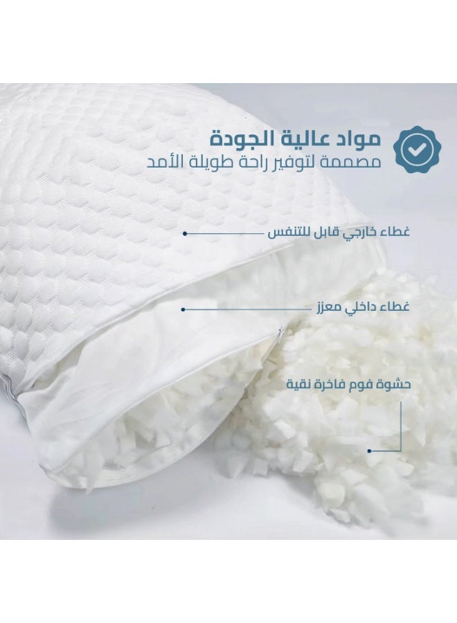 NADAV Safaa Hotel Pillow with Flexible Memory Foam Filling - White - Image 4