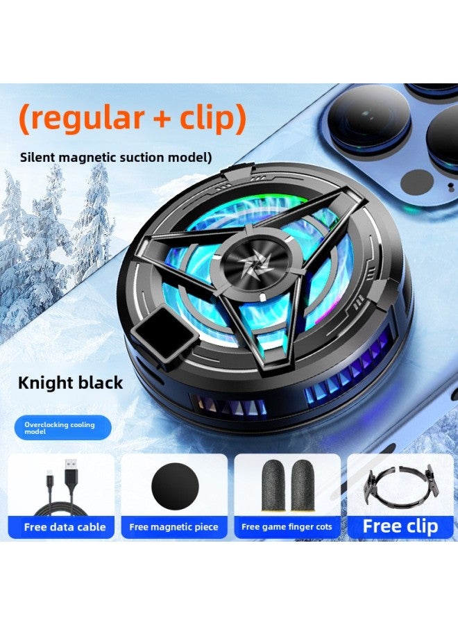 SL17 Mobile Phone Radiator Semiconductor Refrigeration Magnetic Suction Back Clip Universal With Cool Light Effect Digital Display Super Refrigeration-Color:Sl17 Black Regular Style (with Back Clip)  - Image 1