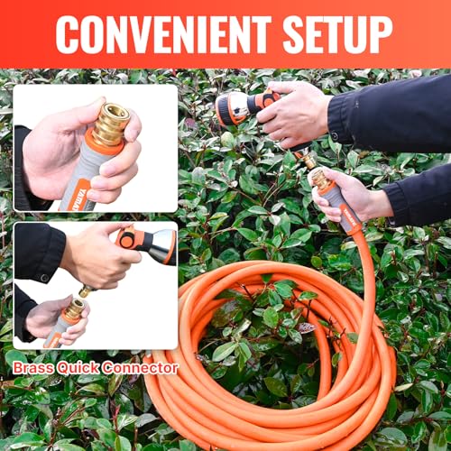 YAMATIC Garden Hose 5/8 in x 100 ft, Ergonomic Swivel Fittings, Burst 600 PSI, Heavy Duty, Flexible and Lightweight Water Hose with 2 Set Quick Connect - Image 5