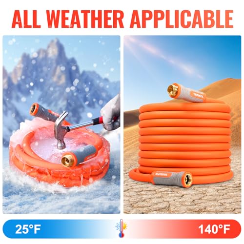 YAMATIC Garden Hose 5/8 in x 100 ft, Ergonomic Swivel Fittings, Burst 600 PSI, Heavy Duty, Flexible and Lightweight Water Hose with 2 Set Quick Connect - Image 4