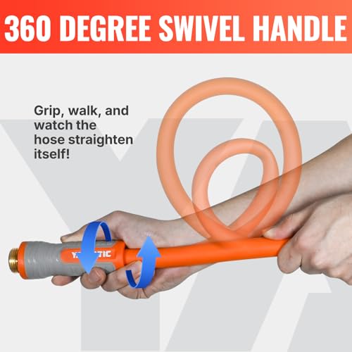 YAMATIC Garden Hose 5/8 in x 100 ft, Ergonomic Swivel Fittings, Burst 600 PSI, Heavy Duty, Flexible and Lightweight Water Hose with 2 Set Quick Connect - Image 3