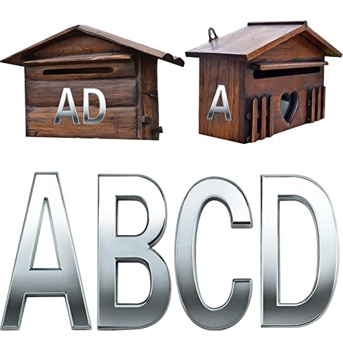 Woration 2 Inch A - D Self Adhesive Mailbox Letters Alphabet Stcikers Door Address Number Signs for Hotel Room Apartment Office Residence House Cars Trucks Silver Decoration 4 Pcs - Image 1