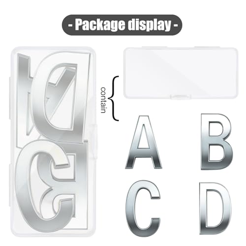 Woration 2 Inch A - D Self Adhesive Mailbox Letters Alphabet Stcikers Door Address Number Signs for Hotel Room Apartment Office Residence House Cars Trucks Silver Decoration 4 Pcs - Image 2