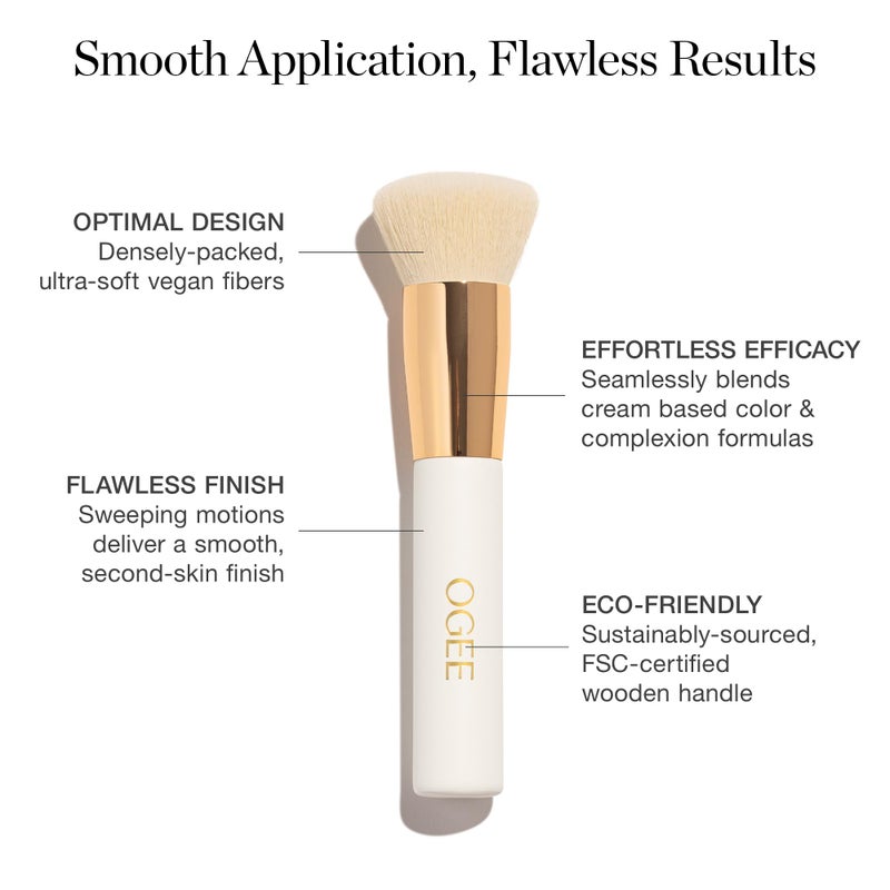OGEE فرشاة خلط أوجي - فرشاة مكياج بجودة احترافية - فرشاة أساس فائقة النعومة بشعيرات نباتية لتطبيق مكياج خالي من العيوب - Image 3