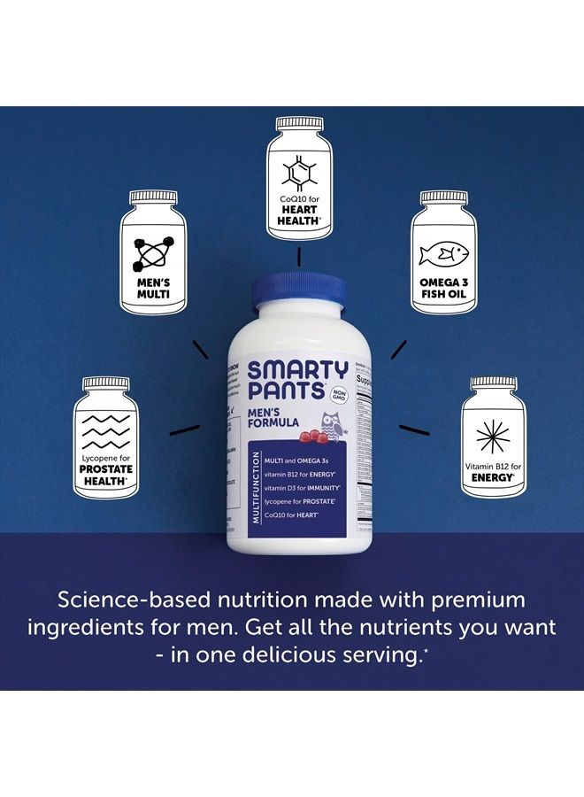 SmartyPants Men's Formula, Daily Multivitamin for Men: Vitamins C, D3, Zinc, Omega 3, CoQ10, & B12 for Immune Support, Energy, Prostate & Heart Health, Fruit Flavor, 180 Gummies (30 Day Supply) - Image 3