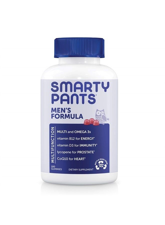 SmartyPants Men's Formula, Daily Multivitamin for Men: Vitamins C, D3, Zinc, Omega 3, CoQ10, & B12 for Immune Support, Energy, Prostate & Heart Health, Fruit Flavor, 180 Gummies (30 Day Supply) - Image 1