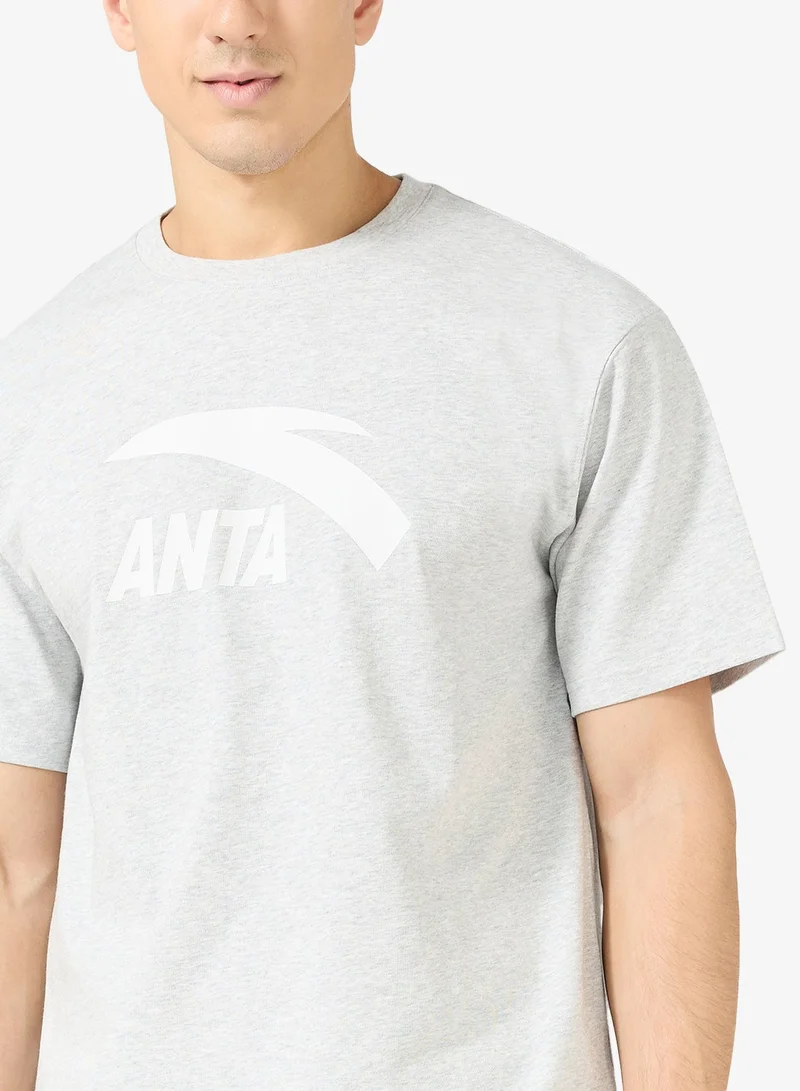 Anta Grey CoolSense T-Shirt | IceFresh Antibacterial Cotton Tee/Cooling Touch · Antibacterial Fabric · Everyday Comfort for Men | Best Price UAE