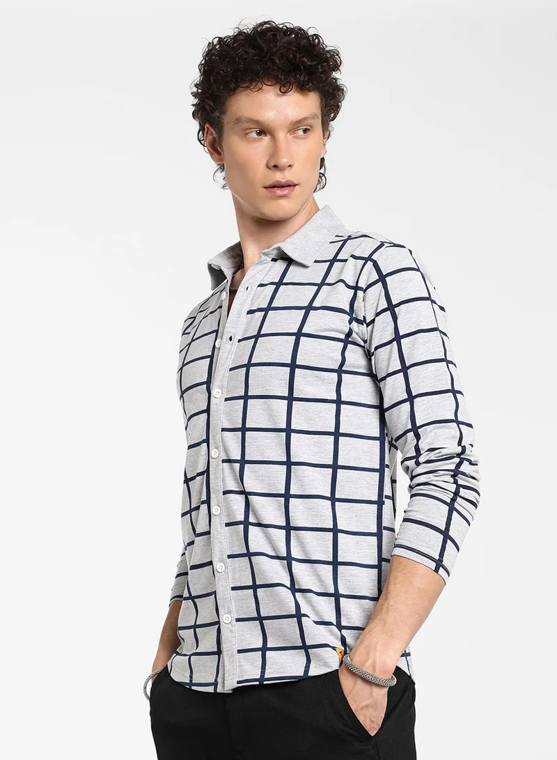 كامبوس سوترا Men's Grey Graph Check Shirt