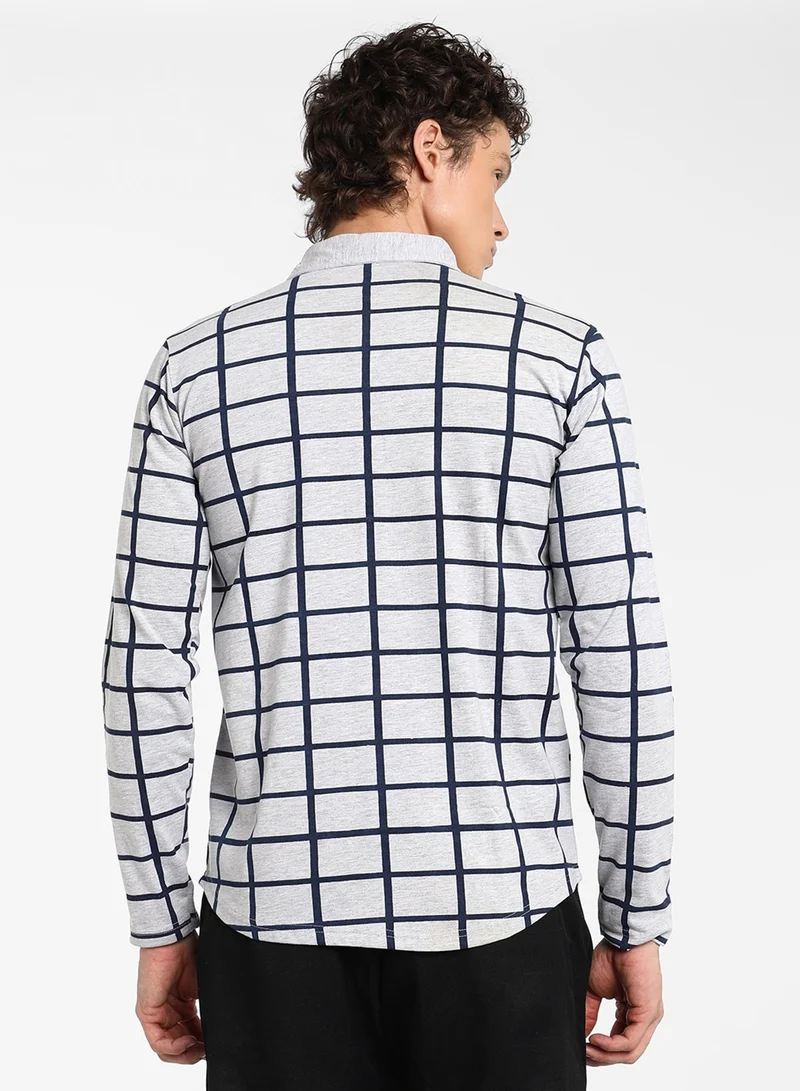 كامبوس سوترا Men's Grey Graph Check Shirt