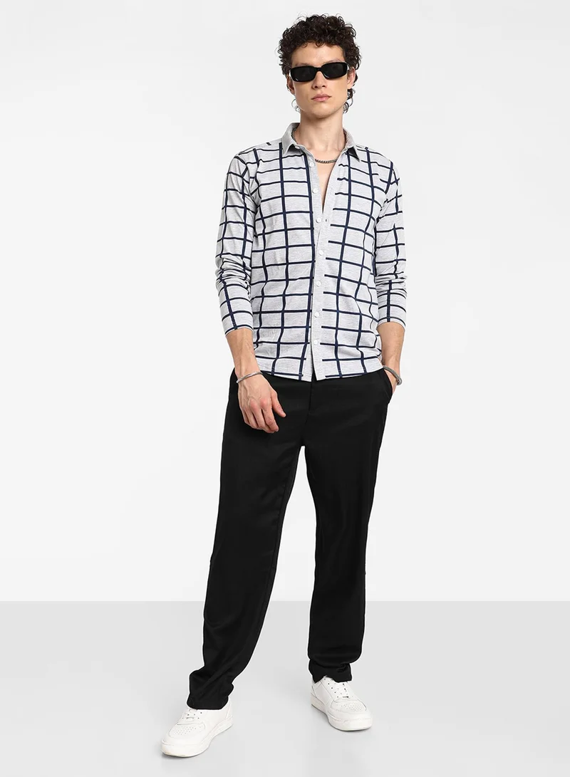 كامبوس سوترا Men's Grey Graph Check Shirt