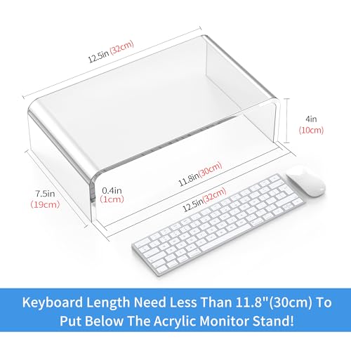 Beimu Acrylic Monitor & Laptop Stand Riser - Clear Computer & Laptop Stand for Desk - Compatible with iMac, MacBook & All Notebooks - White Aesthetic Decoration for Office & Home - Image 2