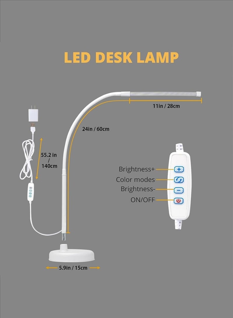 Arabest Desk Lamp,Swing Arm Architect Task Lamp with Long Flexible Gooseneck, 3 Color Modes, and USB Adapter, Dimmable Desk Light for Home/Office/Drafting/Reading/Piano - Image 5