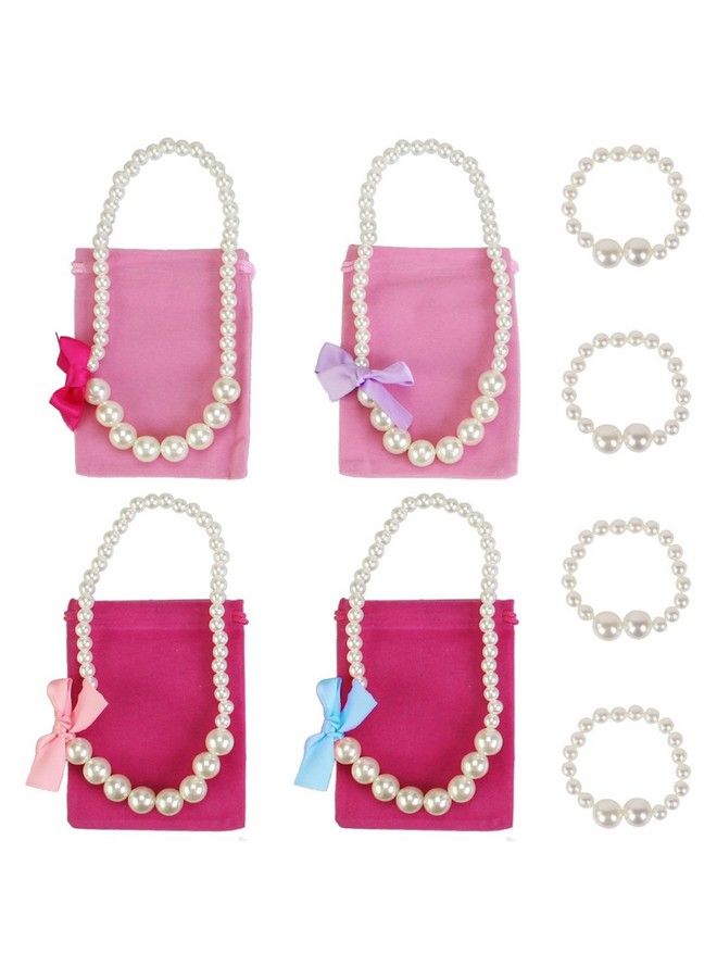 kilofly Princess Party Favor Jewelry Value Pack, Necklace & Bracelet, 4 Sets  - Image 1