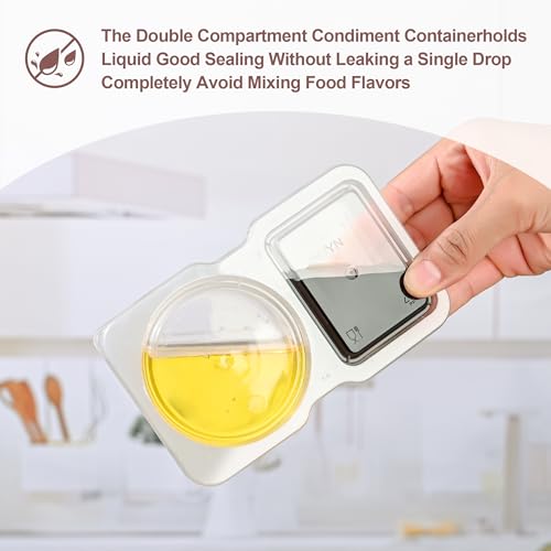 RXRRXR 20PCS Double Compartment Condiment Container With Lids - Reusable Snack Pack Containers for Take-out Sauces - Image 5